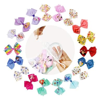 Disney 100th Anniversary Special Hair Accessory for Girls|18pc Disney Hair Bow Clips Featuring Favorite Characters with a String Bag Bow Holder with hanger. For all occasions & ages 3+ - Image 5