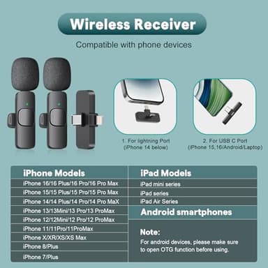 MAYBESTA Professional Wireless Mini Microphone for iPhone, iPad, Android Phone - Bluetooth Lavalier Lapel Mic for Video Recording - Clip on USB C Microphones for YouTube Tiktok Podcast Vlogging - Image 2