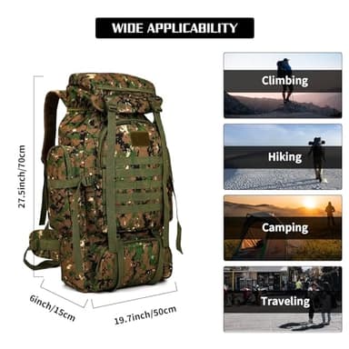 Hiking Backpack for Men 70L/100L Camping Backpack Military Rucksack Molle 3 Days Assault Pack for Climbing - Image 5
