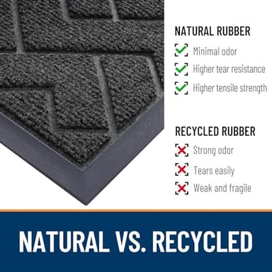OLANLY Front Door Mat Indoor Outdoor Entrance, Waterproof All-Season, All-Weather Welcome Doormat, Sturdy Natural Rubber, Low Profile, Easy Clean Patio Porch Entryway Outside Floor Mat, 29.5x17, Black - Image 5