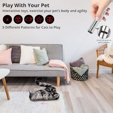 Waputne Cat Toy Pointer for Indoor Cats, USB Rechargeable Kitten Toys with 7 Adjustable Patterns, Interactive Chase Toys for Indoor Cats & Dogs, Training & Exercise Fun - Image 4
