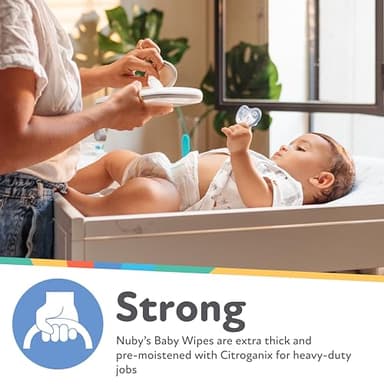Nuby's Soothing Ultra Premium Baby Wipes Naturally Inspired with Chamomile, Aloe, and Citroganix, Fragrance Free, Extra Thick, 512 Count - Image 5