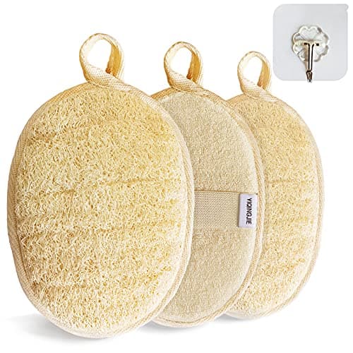 Natural Loofah Sponge Exfoliating Body Scrubber (3 Pack),Made with Eco-Friendly and Biodegradable Shower Luffa Sponge, Loofah for Women and Men, Beige - Image 1