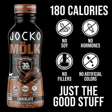 Jocko Mölk 30g Grass Fed Protein Shakes – No Added Sugar Protein Drinks KETO Friendly - Ready to Drink 12 FL Oz (Pack of 12) Chocolate - Image 4