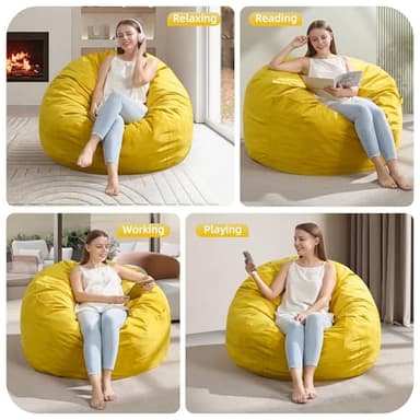 Hobestluk 3FT Bean Bag Chair Giant Bean Bag Chairs for Adults Large Bean Chairs with Removable Cover, Beanbag Chair with Filler, Adult Bean Bag Chairs for Living Room, Bedroom - Image 5