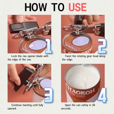 ZKIRON Easy Turn Manual Can Opener and Bottle Opener - Heavy Duty Stainless Steel Can Openers for Seniors, Smooth Edge, Ergonomic Handle, Durable Sharp Cutting Wheel (Black) - Image 8