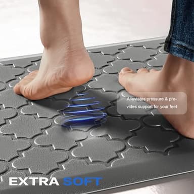Villsure Kitchen Mat and Rugs, Cushioned Anti Fatigue Kitchen Mats, 1/2 Inch Thick Waterproof Non-Slip Kitchen Runner Rug, Heavy Duty Ergonomic Comfort Standing Desk Mat for Kitchen, Office, Laundry - Image 2