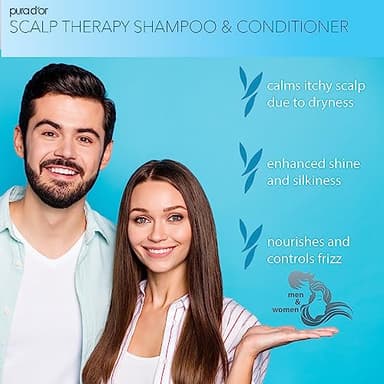 PURA D'OR Scalp Therapy Shampoo & Conditioner Set (16oz x 2) Dry, Itchy Scalp-Hydrates & Nourishes Hair w/Tea Tree, Peppermint, Argan Oil & Biotin, All Hair Type, Men Women (Packaging Varies) - Image 3