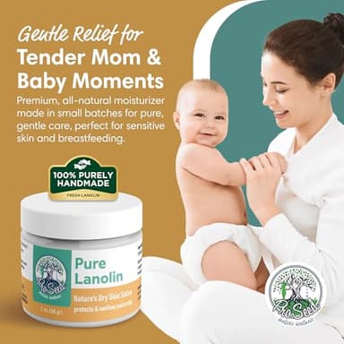100% Pure Lanolin Cream - Handmade, Unrefined Balm for Dry & Itchy Skin, Cracked Lips, Breastfeeding, Baby Care, Moisture-Rich, Nursing Essentials & Petroleum-Free, Perfect for Hands, Face & Paw Care - Image 2