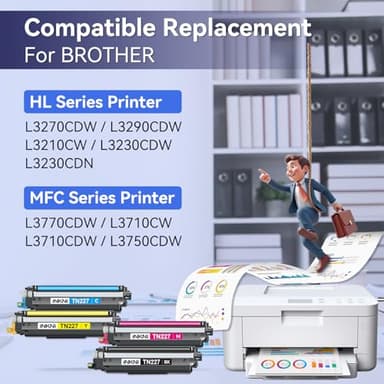 TN227 high yield toner cartridge 4 pack(with chip) Compatible Replacement for brother tn227 tn227bk tn223 tn-227 tn-227bk toner for HL-L3270CDW MFC-L3770CDW MFC-L3710CW HL-L3290CDW MFC-L3750CDW Prints - Image 3
