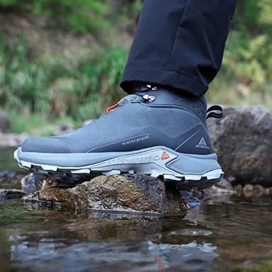 HUMTTO Men's All-Terrain Waterproof Hiking Boots Lightweight Breathable Outdoor Ankle Boots Trekking Hiking Shoes 9.5 Grey - Image 6