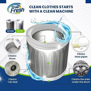 True Fresh Washing Machine Cleaner Tablets – 25-Pack Deep Cleaning for Front Loader, Top Load & HE Washers – Helps Remove Odor-Causing Residues, Pet Hair & Hard Water Buildup – Septic Safe - Image 2