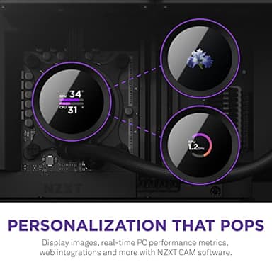 NZXT Kraken 240 - RL-KN-240-B1-240mm AIO CPU Liquid Cooler - Customizable 1.54" Square LCD Display for Images, Performance Metrics and More - High-Performance Pump - 2 x F120P Fans - Black - Image 2