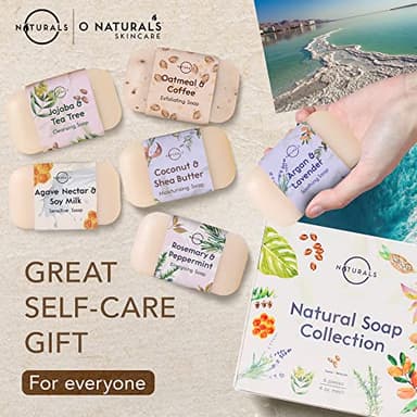 O NATURALS 100% Natural Bar Soap - Gift Set - Organic Ingredients & Essential Oils - Spa Gifts for Women & Men, Body Wash & Face Soap - 6PC Natural Collection - Image 7