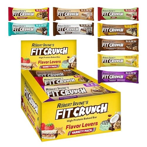 FITCRUNCH Snack Size Protein Bars, 6-Layer Baked Bar, 3g of Sugar, Gluten Free & Soft Cake Core (9 Count, Flavor Lovers) - Image 1