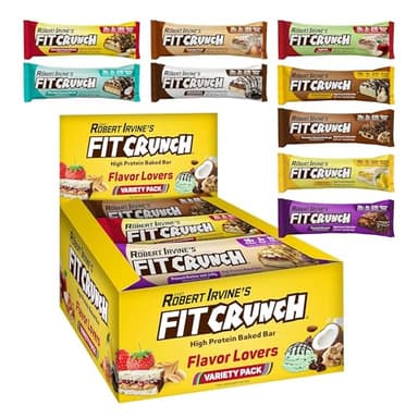 FITCRUNCH Snack Size Protein Bars, 6-Layer Baked Bar, 3g of Sugar, Gluten Free & Soft Cake Core (9 Count, Flavor Lovers) - Image 1