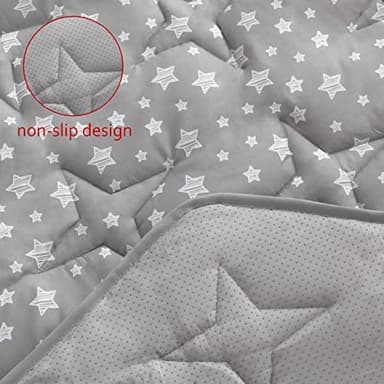 Hexagon Playpen Mat Compatible with POP 'N GO Baby Playpen, 59 Inch Hexagon Mattress Pad, Non Slip and Cushion Play Mat Grey with Star Print - Image 4