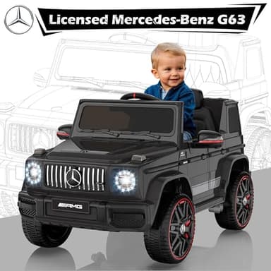 ANPABO Licensed Mercedes-Benz G63 Car for Kids, 12V Ride on Car w/Parent Remote Control, LED Headlights, Music Player & Horn, Soft Start, Low Battery Prompt, Kids Electric Vehicle, Black - Image 2