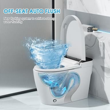 LOUPUSUO Tankless Smart Toilet with Warm Water Sprayer & Dryer, Smart Bidet Toilet with Foot Sensor Operation, Heated Bidet Seat, Auto Smart Toilet with LED Display for Bathrooms - Image 7