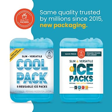 Healthy Packers Ice Packs for Lunch Bags - Original Cool Pack | Slim & Long-Lasting Reusable Ice Pack for Lunch Box, Lunch Bag and Cooler | Freezer Packs for Coolers (Set of 6) - Image 6