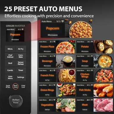 TOSHIBA ML2-STC13SAIT(SS) Air Fryer Combo Countertop Microwave Ovenwith 2.4-Inch Color Screen, Origin Inverter Technology, Smart Sensor, Compatible with Alexa, 1100W, 1.3 Cu.Ft, Silver - Image 6
