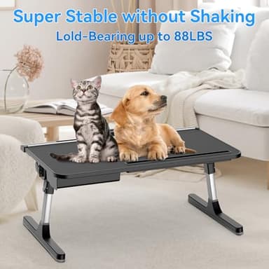 HETTHI Laptop Bed Desk Tray, Adjustable Sturdy Laptop Stand for Bed with Premium Materials, Folding Portable Lap Desk for Writing Working Eating Painting (Black, 23.6"×14") - Image 4