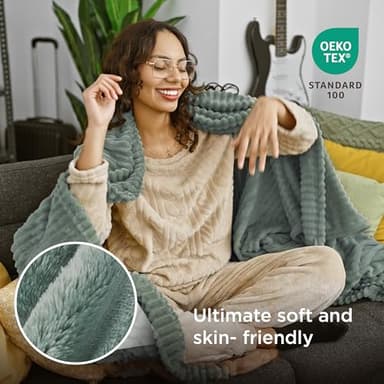Bedsure GentleSoft Twin XL Blanket for Couch - Cozy Soft Blankets for Women, Cute Small Fleece Throws for Girls, Sage Green, 66x90 Inches - Image 4