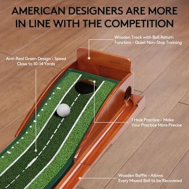 Kalramay Putting Green Indoor Golf Putting Mat – Easy to Assemble with Automatic Ball Return, Wrinkle-Free Close to Real Green Speed, Suitable for Office, Recreation Room, Patio - Image 3