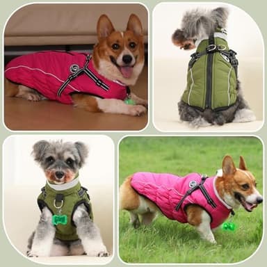 Waterproof Dog Jacket with Built-in Harness, Winter Snow Dog Warm Coat for Small, Medium Dogs, Cold Weather Cozy Vest Clothes with Luminous Pendant and Reflective Strips, Adjustable Straps - Image 6