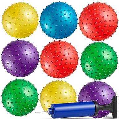Bedwina Mini Knobby Balls - (Pack of 12) Bulk 5 Inch Sensory Balls and Spiky Massage Stress Balls with Pump, Fun Bouncy Ball Party Favors - Image 8