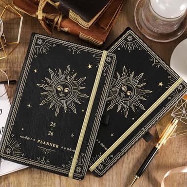 Planner 2025-2026 - Academic Planner 2025-2026, July 2025 - June 2026, 5.75" x 8.25", Weekly and Monthly, Faux Leather with Back Pocket & 40 Notes Pages - The Sun - Image 8