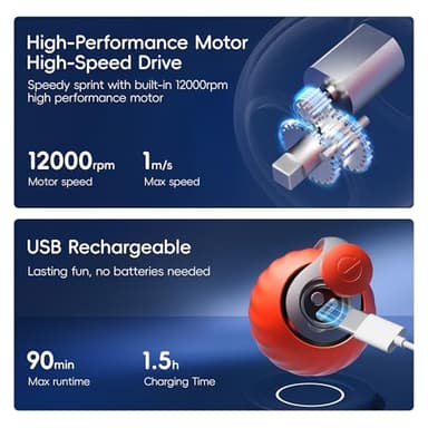 Potaroma Moving Ball Cat Toys with Feather Tail, Rechargeable 2025 New Interactive Toy for Indoor Cats Exercise, Smart Interactive Kitten Rolling Ball, Orange - Image 5