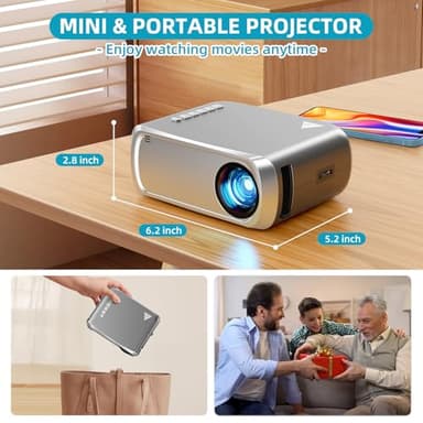 Mini Projector, iTJQ Portable Projector 1080P Supported for Indoor Outdoor Movies, Phone Projector Compatible with iOS/ Android, Laptop, TV Stick/ PS5, USB/HDMI/Type-C (Silver, VF370) - Image 3