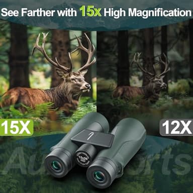 15x56 Binoculars for Adults High Powered - Aurosports HD Large View Binoculars with Clear Low Light Vision - Lightweight Easy Focus Bird Watching Hunting Hiking Cruise Travel - Green - Image 3