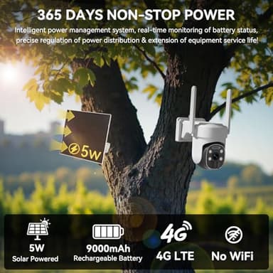 HUEVUE 4G LTE Cellular Security Camera Wireless Outdoor, 2K No WiFi Security Cellular Camera Solar Powered with Color Night Vision, PIR Motion Sensor AI Tracking for Farm/RV - Image 6