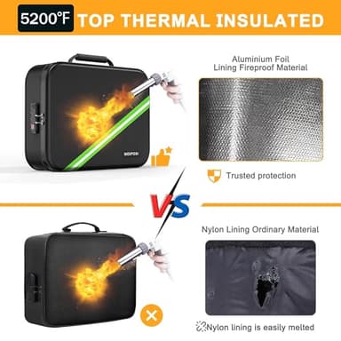 Noiposi 5200℉ Fireproof Document Box, 16.1x 11.4x4.3 Inch Waterproof and Fireproof Document Organizer,Portable Home Travel Safe Storage Box for Legal Size Documents,File and Birth Certificate,Black - Image 4