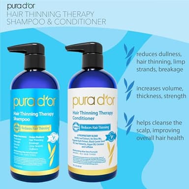 PURA D'OR Hair Thinning Therapy Biotin Shampoo and Conditioner Set, CLINICALLY TESTED Effective Results, Hair Thickening Products For Women & Men, Natural Routine, Color Safe, 16oz x2 - Image 2