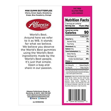 Albanese World's Best Mini Gummi Butterflies, 7.5oz Bag of Candy (Pack of 12), Individually Wrapped Soft & Chewy Candy Snacks - Image 2