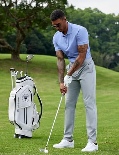 COOFANDY Mens Polo Shirts 100% Cotton Dress Polo Tshirts Collared Shirt Men Business Casual Shirts Shorts Sleeve Plain Polo Shirt Clear Blue - Image 5