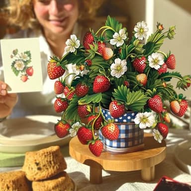 Freshcut Paper Pop Up Cards, Strawberry Blossom, 12 Inch Life Sized Forever Flower Bouquet 3D Popup Greeting Card, Birthday Cards, Thank You Card, Blank Notecard & Envelope - Image 4
