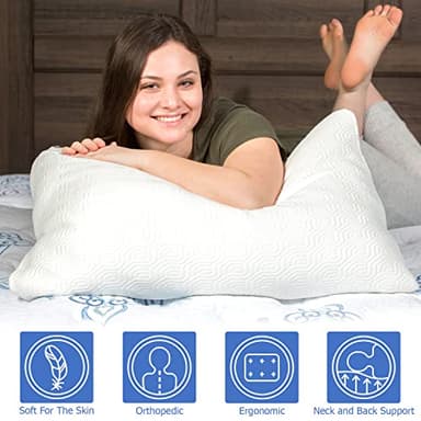 2 Pack King Size Rayon Derived from Bamboo Pillows for Sleeping, Cooling Shredded Memory Foam Pillow Sets for Back, Side, Stomach Sleepers, Adjustable, Removable Cover, King (Pack of 2) - Image 2