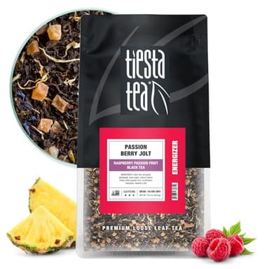 Tiesta Tea - Passion Berry Jolt, Loose Leaf, Raspberry Passion Fruit Black Tea, Premium Blend, Caffeinated Black, Make Hot or Iced Brews Up to 200 Cups, 16oz Resealable Bulk Pouch - Image 1