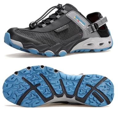 HUMTTO Men's Amphibious Water Shoes - Hiking Sandals for Men Outdoor Water Sandal Closed Toe Non-Slip River Shoes Summer Quick Drying Aqua Shoe 12 Black Denim Blue