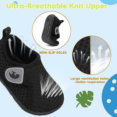 FEETCITY Baby First Walking Shoes Boys Girls Toddler Sneakers Anti-Slip Newborn Crib Shoes Black - Image 3