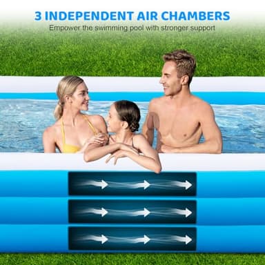 Large Inflatable Pool for Adults, 150" X 74" X 22" Big Swimming Pool Blow Up Pools, 2025 Upgraded Extra Oversized Thickened Family Pools for Backyard Summer Outdoor - Image 5