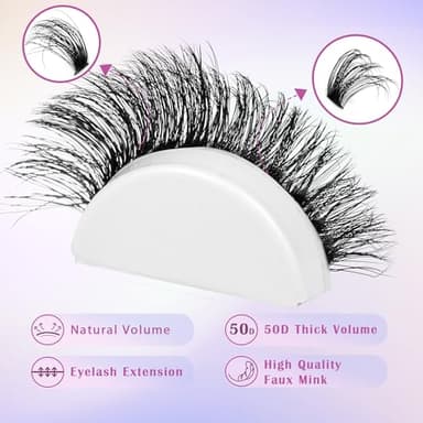 Lash Extension Kit Lash Clusters Thick Individual Lashes 10-16mm Eyelashes Extension Kit 50D Wispy Mink Lash Kit Cluster Lashes with Lash Bond and Seal by Winifred - Image 4