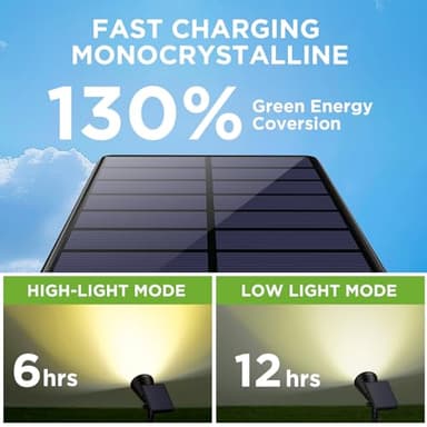 InnoGear Solar Lights Outdoor Waterproof Solar Garden Light for Outside Yard Landscape Lighting Pathway Spot Lights Spotlight Wall Light Auto On/Off, Pack of 6 (Warm White) - Image 4