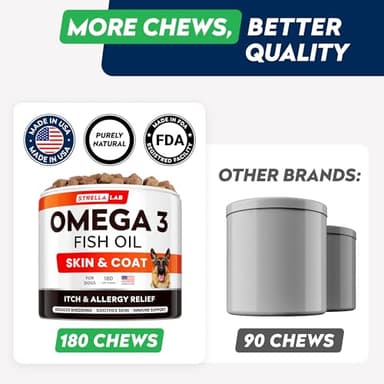 StrellaLab Fish Oil Omega 3 Treats for Dogs (180 Treats) - Allergy & Itch Relief - Skin & Coat Supplement - Joint Health - Wild Alaskan Salmon Oil - Shedding, Itchy Skin Relief - Omega 3 6 9 - EPA&DHA - Image 4