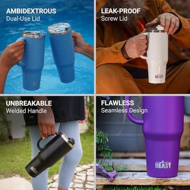 Beast 50 oz Tumbler Stainless Steel Vacuum Insulated Coffee Ice Cup Double Wall Travel Flask (Royal Blue) - Image 2