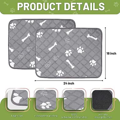 PatiencET Washable Pee Pads for Dogs, 18'' x 24" Reusable Puppy Pads with Super Absorbent for Pet Training, Housebreaking and Incontinence, 2 Pack Puppy Potty Pads with Waterproof Bottom - Image 5